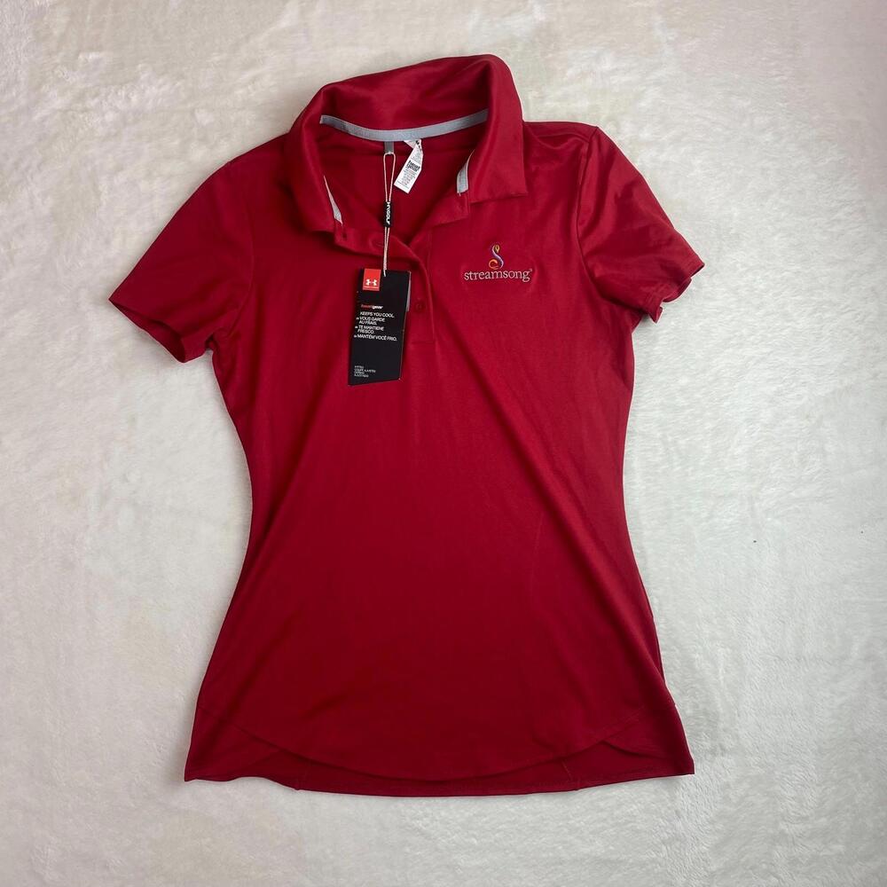 Under Armour Heatgear Shirt Polo Womens XS Streamsong Red Short sleeve